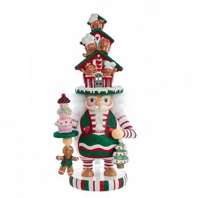 Kurt Adler 15-Inch Hollywood Battery-Operated LED Gingerbread House Hat Nutcracker