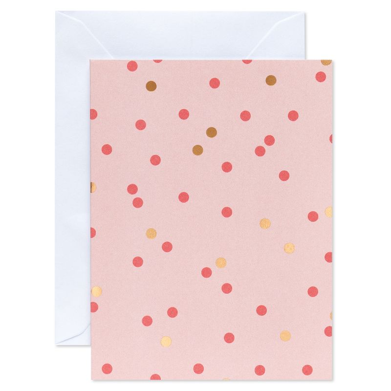 10ct Blank Note Cards Polka Dots Pink, 1 of 8