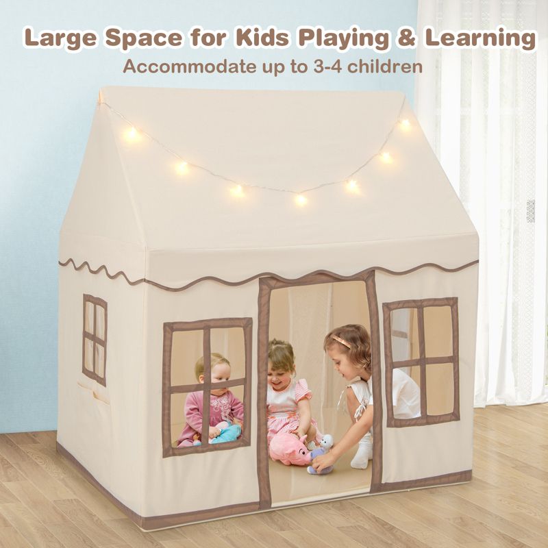 Costway Kids Play Castle Tent Large Playhouse Toys Gifts with Star Lights Washable Mat, 5 of 11