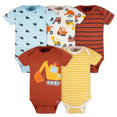 Gerber Baby Boys' 5-pack Short Sleeve Bodysuits, Transportation Zone, 3 ...