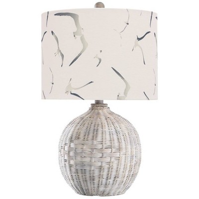 white wicker table lamp