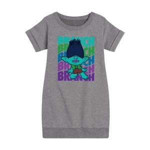 - Trolls - Branch Stacked Graphic Short Sleeve Fleece Dress - 1 of 4