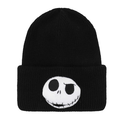 Nightmare Before Christmas 3D Plush Jack Skellington Character Head Black Tall Cuff Beanie - image 1 of 4