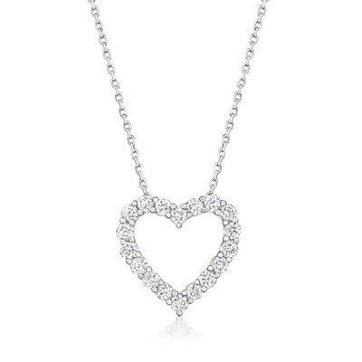 Ross-Simons 0.50 ct. t.w. Diamond Heart Pendant Necklace in 14kt White Gold