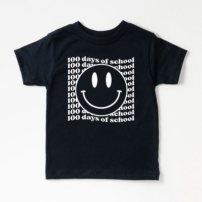 The Juniper Shop 100 Days Of School Stacked With Smiley Face Youth Short Sleeve Tee