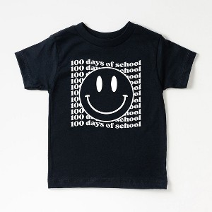 The Juniper Shop 100 Days Of School Stacked With Smiley Face Toddler Short Sleeve Tee - 1 of 2