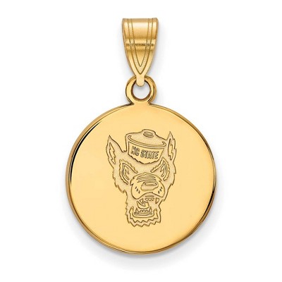 Black Bow Jewelry 10k Yellow Gold North Carolina State Wolfpack NCAA Medium Pendant