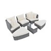 Modern Outdoor Sofa Set for 6 Pcs, Weather Resistant Frame Sofa, PE Wicker Separate Sofa with Cushions and Coffee Table-Coolbibila - 4 of 4