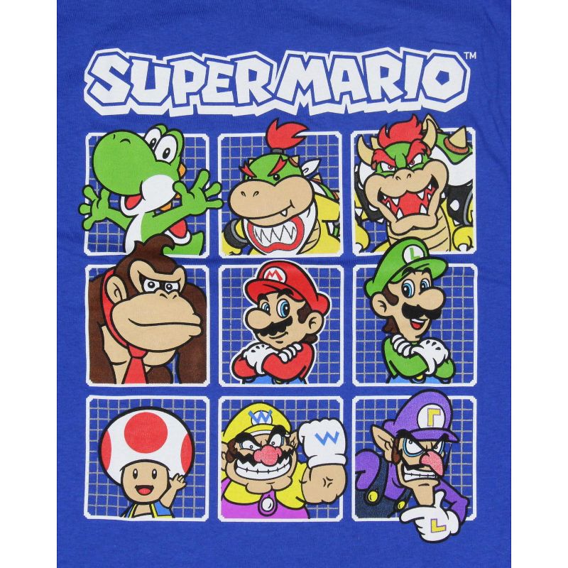 Super Mario Boy's Character Grid Boxes Mario Luigi Toad Graphic T-Shirt, 2 of 4