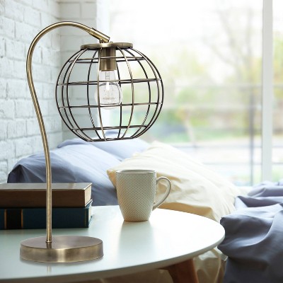Antique Brass Arched Metal Cage Table Lamp