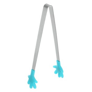 Unique Bargains Stainless Steel Silicone Tips Hand Shape Kitchen Cooking Food Tongs - 1 of 4