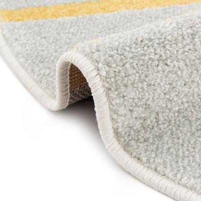 Whimsy Gray and Yellow Round Kids Synthetic Rug