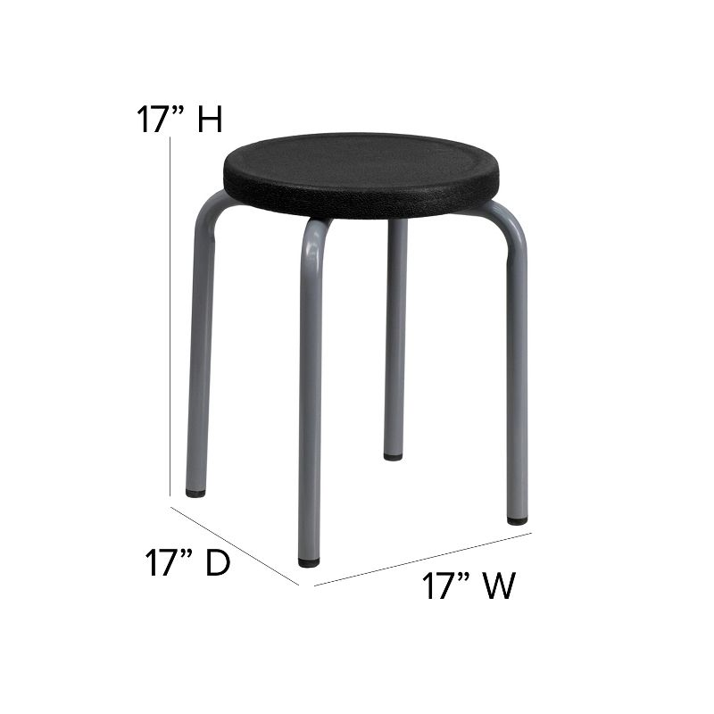 Flash Furniture Stackable Stool with Silver Powder Coated Frame, 3 of 6