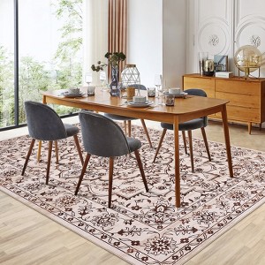Nasitip Boho Area Rugs,Ultra Thin Low Pile Floral Rug, Soft Stain Resistant Carpet with Non Slip Backing,for Indoor Outdoor - 1 of 4