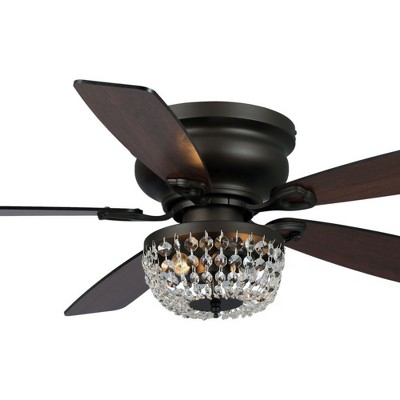 Parrot Uncle 48" Modern Crystal Flush Mount Ceiling Fan with Remote
