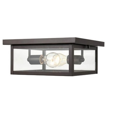 Evanton Bronze and Glass 2-Light Outdoor Flush Mount