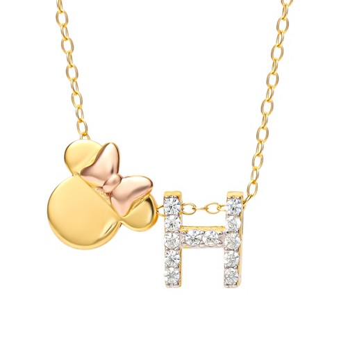 Disney Mickey Mouse and Minnie Mouse store Slider Pendant Necklace, Gold Plate Over St