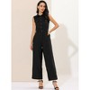 Allegra K Women's Button Down Collared Wide Leg Tie-Waist Sleeveless Cargo Jumpsuits - 4 of 4