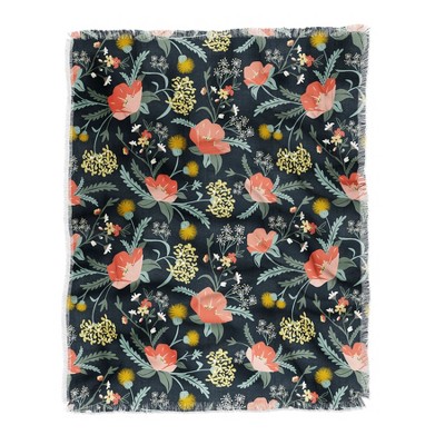 Heather Dutton Poppy Meadow Midnight Woven Throw Blanket - Deny Designs