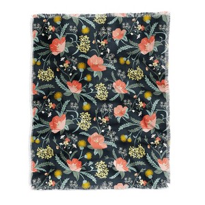 Heather Dutton Poppy Meadow Midnight Woven Throw Blanket - Deny Designs - 1 of 2