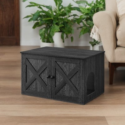 Cat Litter Box Enclosure - Hidden Furniture with Removable Divider - Indoor Cat House,  End Table - 31.5 x 20.9 x 19.7 Inches
