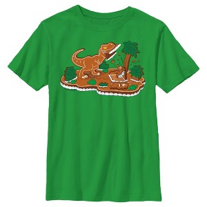 Boy's Jurassic World Gingerbread Dinosaur Island T-Shirt - 1 of 4