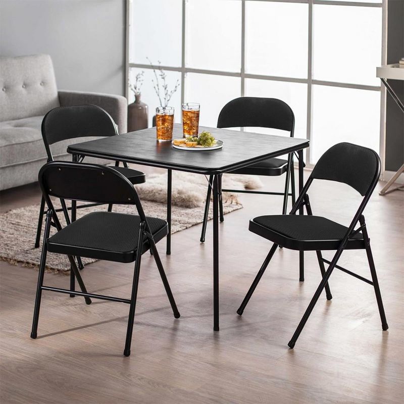 SUGIFT Fabric Padded Folding Chair Portable Dining Chairs Set of 6, Black, 2 of 7
