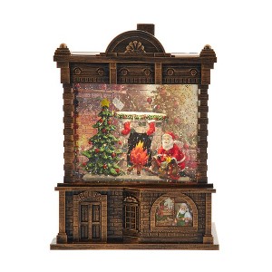 Kurt Adler  5.84-Inch Battery Operated Lighted Santa Fireplace Water Lantern House - 1 of 4