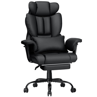 Hoffree Big & Tall Executive Leather Ergonomic Office Chair 450Lbs with 2-Point Massage Lumbar Support & Footrest