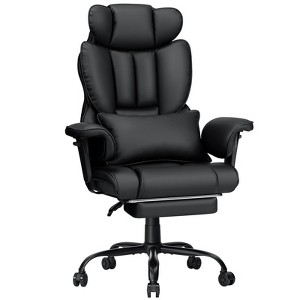 Hoffree Big & Tall Executive Leather Ergonomic Office Chair 450Lbs with 2-Point Massage Lumbar Support & Footrest - 1 of 4