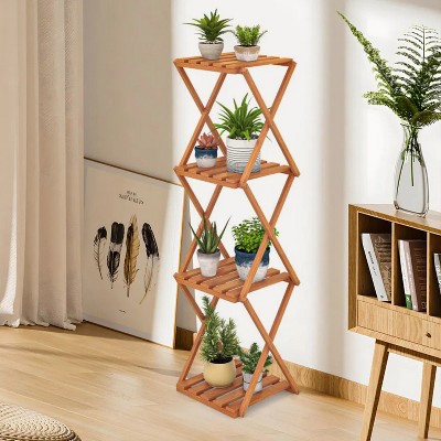 BRINJOY 4 Tier Folding Plant Stand, Bookshelf