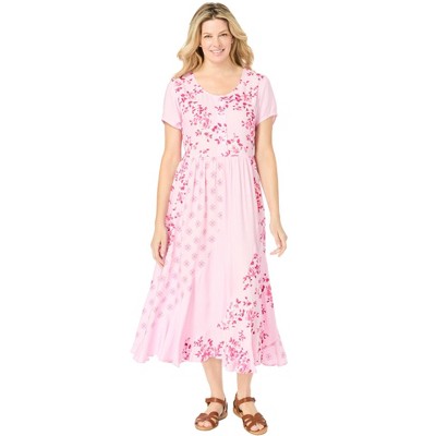 Woman Within Plus Size Petite Mixed Print Maxi Dress