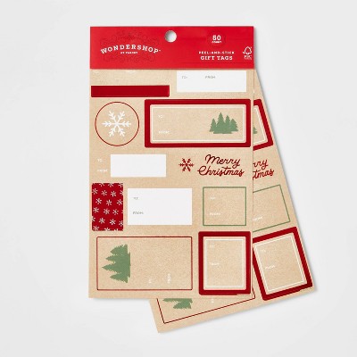 50ct Peel & Stick Gift Tags Red/Green - Wondershop™