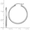 Black Bow Jewelry 2mm x 30mm 14k White Gold Satin & Diamond-Cut Round Hoop Earrings - 4 of 4