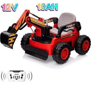 Jojoka 12V Ride On Excavator for Kids with Remote Control, Realistic Electric Digging Arm, 4WD, Music,Lights, Electric Car Toy for Boys Girls - 1 of 4