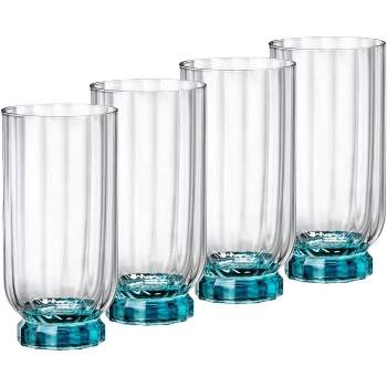 4pc Ladelle 380ml Savannah Ribbed Amber Glass Tumbler/Glass/Cup