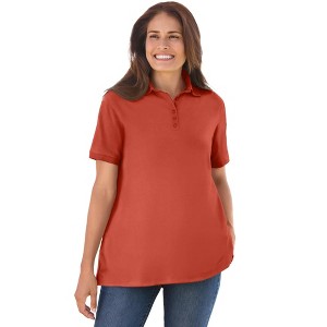 Woman Within Perfect Short-Sleeve Polo Shirt - 1 of 4