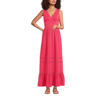 Lands' End Women's Cotton Modal Embellished Trim Maxi Dress