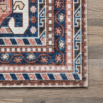 Eco-Friendly Bohemian Medallion 4' x 6' Blue Synthetic Rug