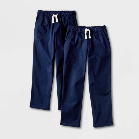 Boys' 2pk Stretch Straight Fit Woven Pull-on Pants - Cat & Jack™ Navy Blue 4  : Target