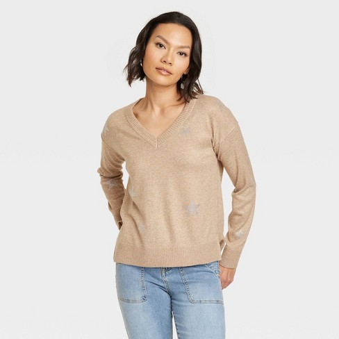 Women's V-neck Pullover Sweater - Knox Rose™ Ivory Xl : Target