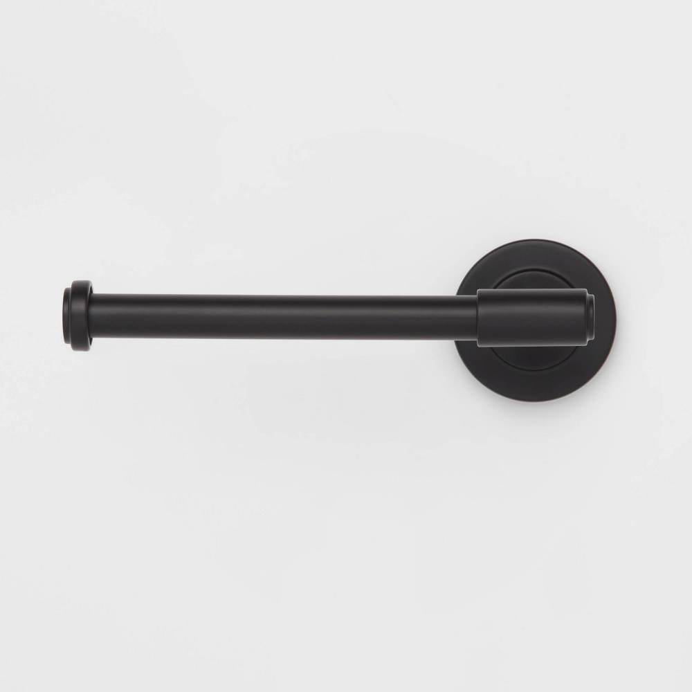 Photos - Toilet Paper Holder Clean  Black - Threshold™: Zinc & Stainless Steel, Wall Mounted, Bathroom Accessory