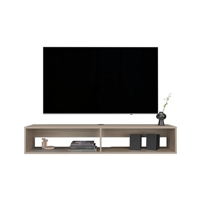 INFURNIC TV Stands and Consoles 2-Tier Entertainment Shelf Modern TV Stand for Living Room and Bedroom, Light Oak, 64.57"*17.72"*3.54"