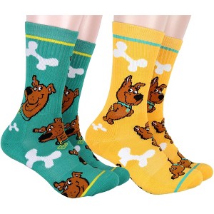 Scooby Doo Men's Socks Scrappy And Scooby 2 Pack Athletic Adult Crew Socks - 1 of 4