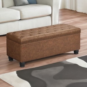 SONGMICS Storage Ottoman Bench Long Bed End Stool with Storage 330.6 lb Load Capacity Solid Wood Legs - 1 of 4