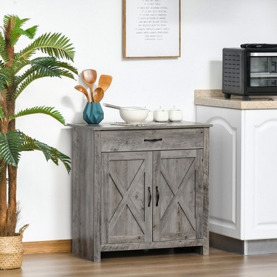NicBex Farmhouse 2-Doors Sideboard,Kitchen Storage Cabinets with 2 Barn Doors and Drawer for Kitchen,Living room,and Dining Room