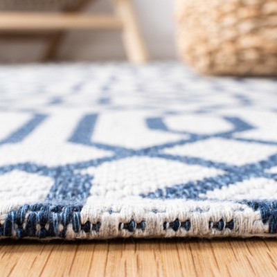 Augustine Geometric Flat Woven Area Rug in Navy/Light Grey - 34"x5"