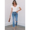Amaryllis Women’s Eyelet Ruffle Sleeve Rib Knit Fitted Scoop Neck Top Feminine Flutter Detail - 2 of 4