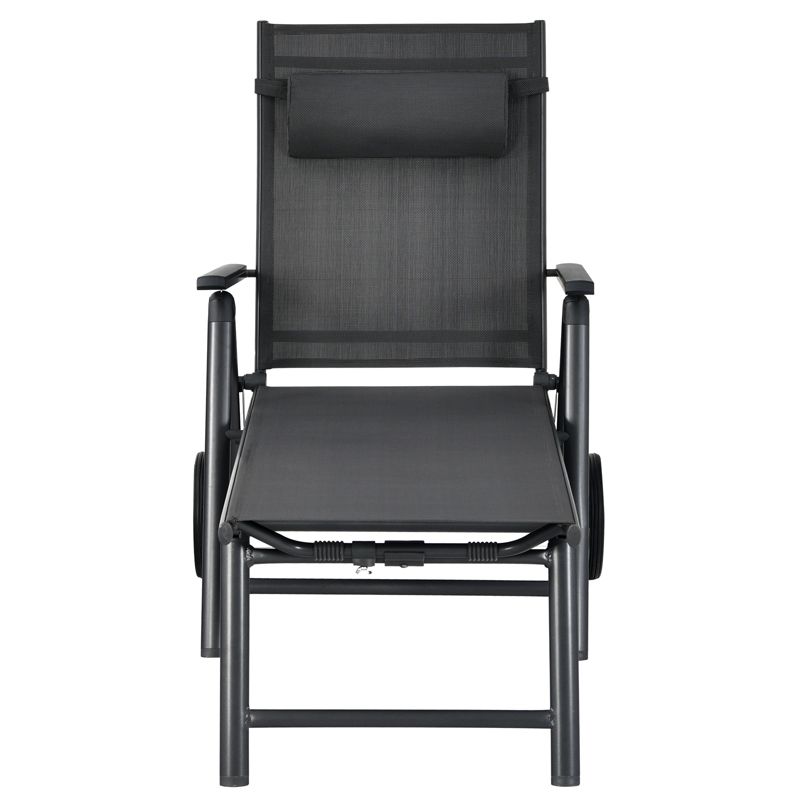 Tangkula Outdoor Folding Lounge Chair Patio Portable Longer w/Wheels & Adjustable Backrest, 5 of 7