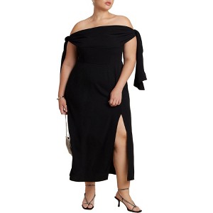 ELOQUII Tie Detail Column Dress - 1 of 3